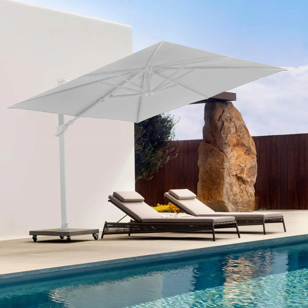 Azore Zweefparasol 300x300 parasol+voet+hoes Acryl White/Cloud