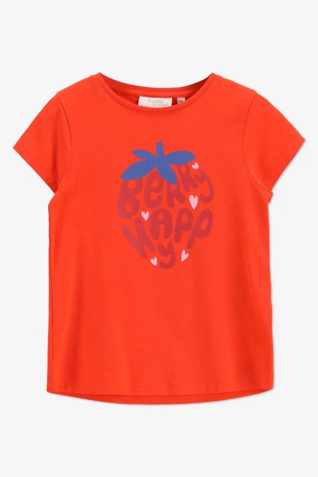 Oranjerood T-shirt "Berry Happy"