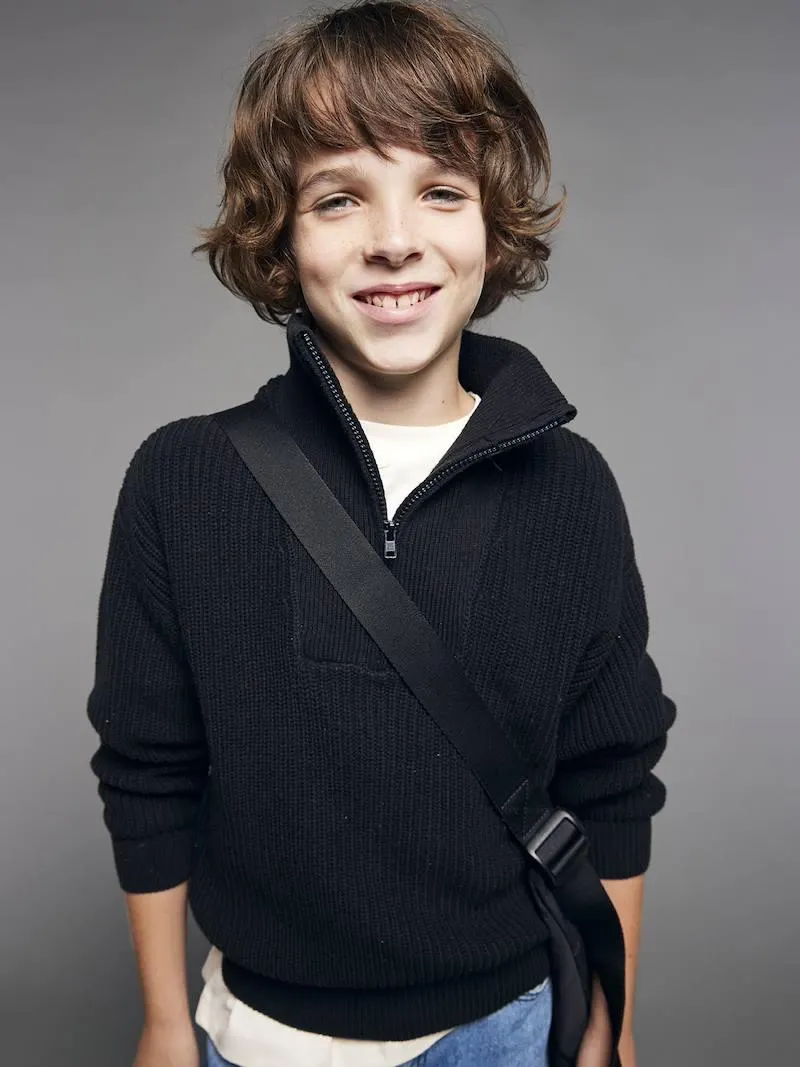 Pull garçon col camionneur - anthracite