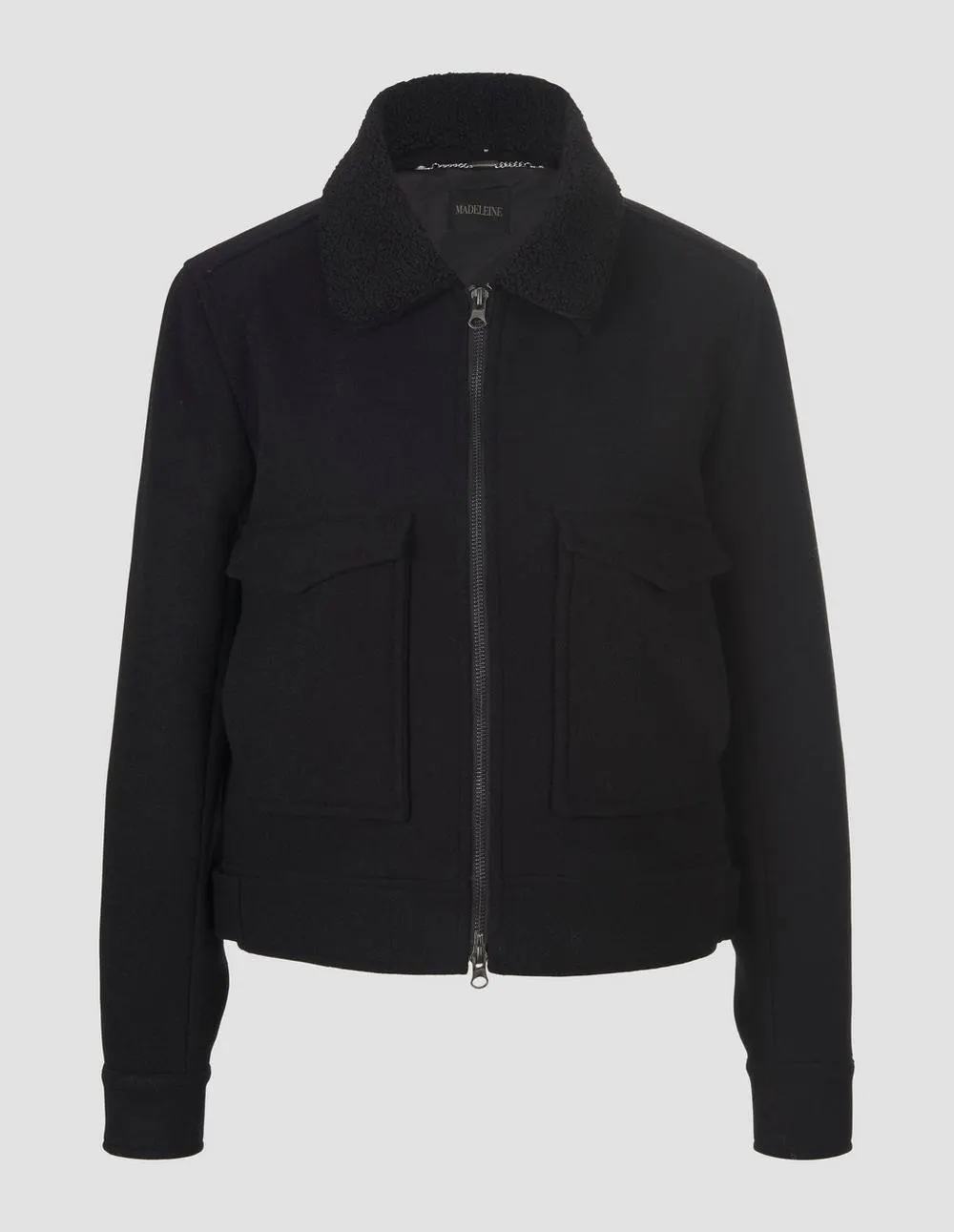 Kort jack met afneembare kraag van imitatiebont