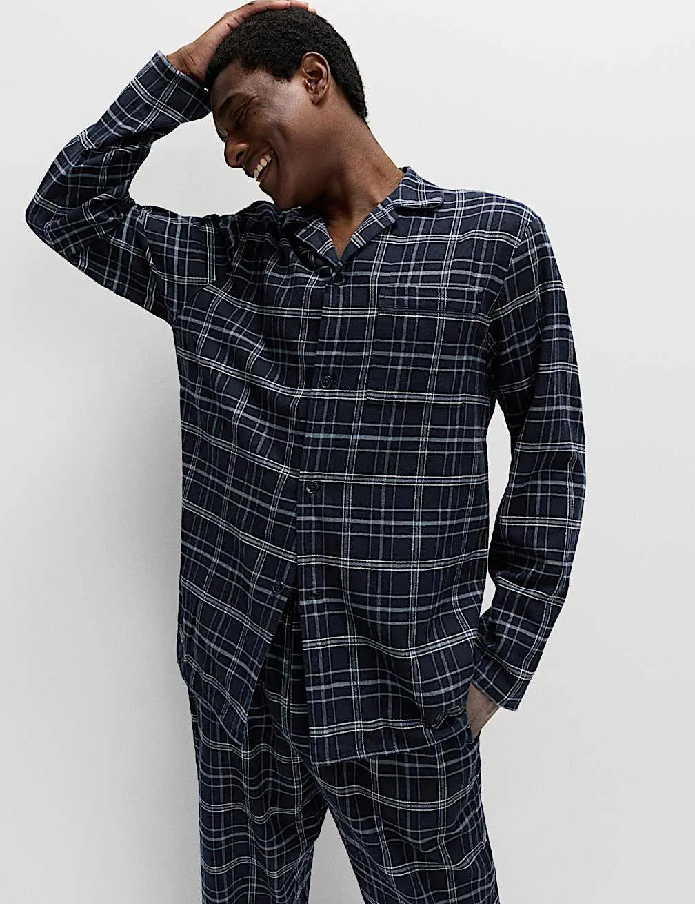 Pure Brushed Cotton Checked Pyjama Set