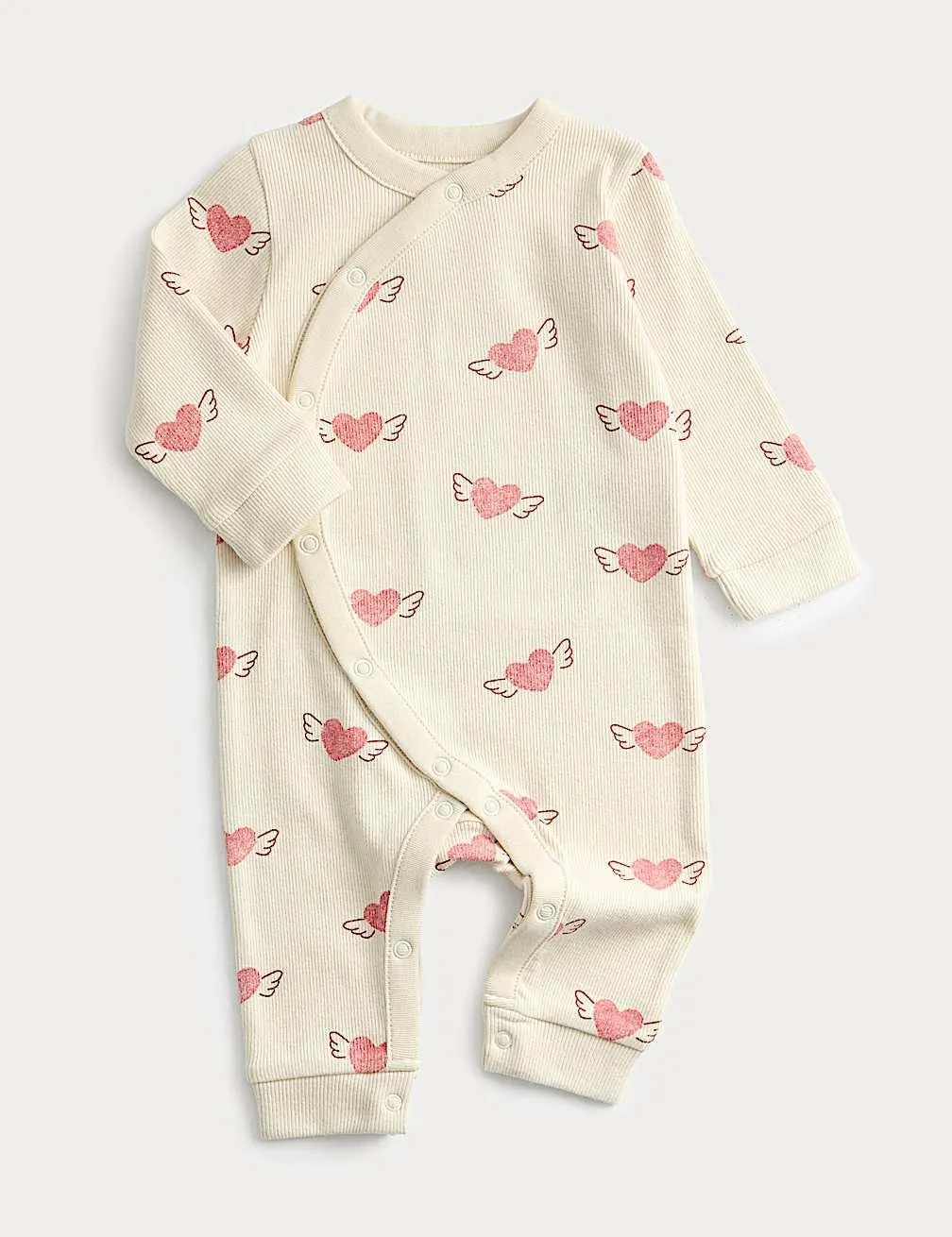 Cotton Rich Heart Print Sleepsuit (0 Mths-3 Yrs)