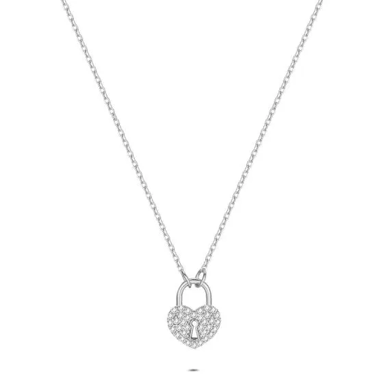 Halsketting in Zilver, hartvormige hanger