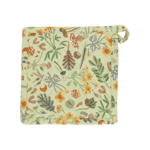 Pannenlap, katoen, herfst groen, 20 x 20 cm