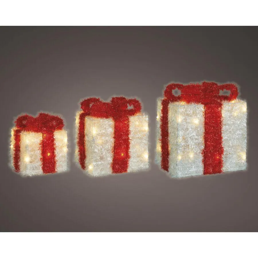 Lumineo Verlichte Giftbox LED Wit 25cm Feestverlichting