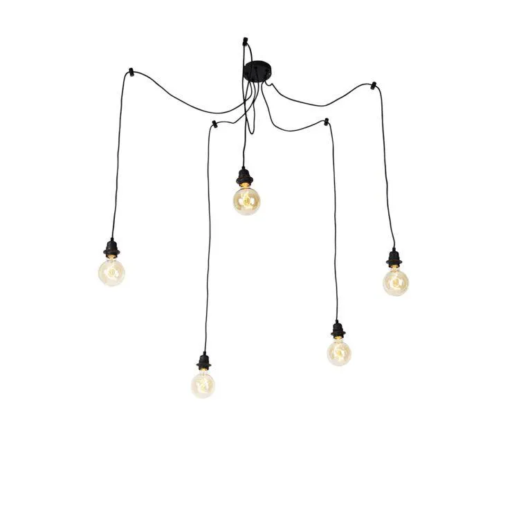 Industriële hanglamp zwart 5-lichts - Cava