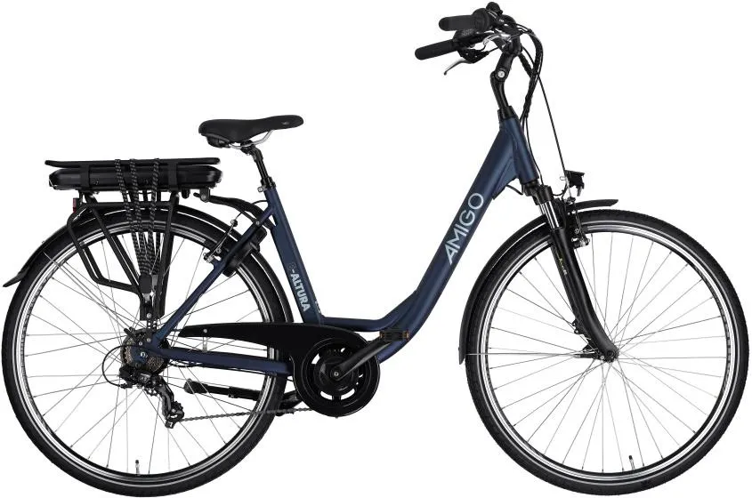 AMIGO E-Altura D2 28 Inch Dames 7V V-Brakes Matblauw