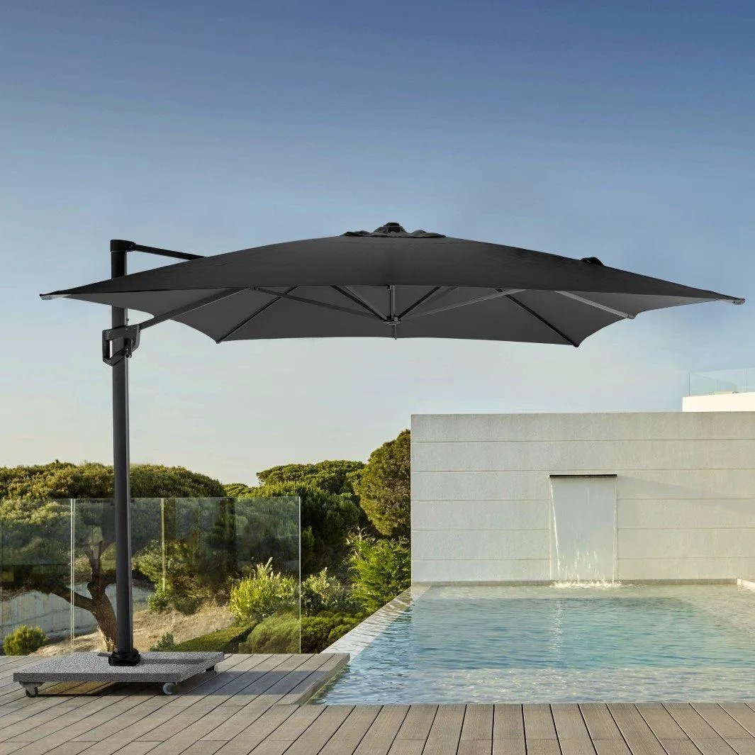 Malaga Zweefparasol 300x400 carbon parasol+voet+hoes