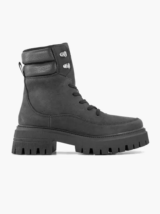 Zwarte chunky veterboot