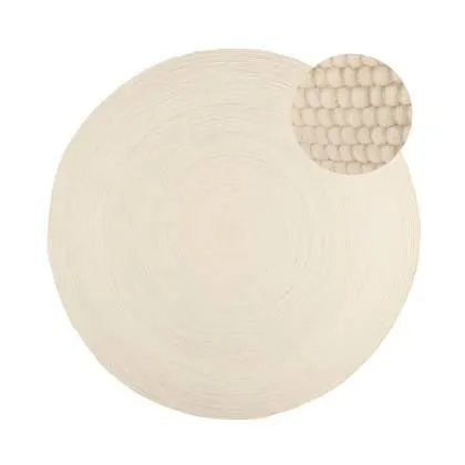 by fonQ Dots Wollen Vloerkleed Ø 200 cm - Crème