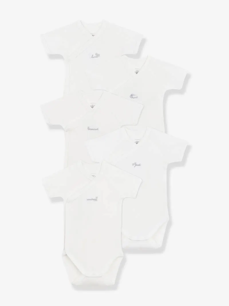 Lot de 5 bodies croisés manches courtes bébé - blanc