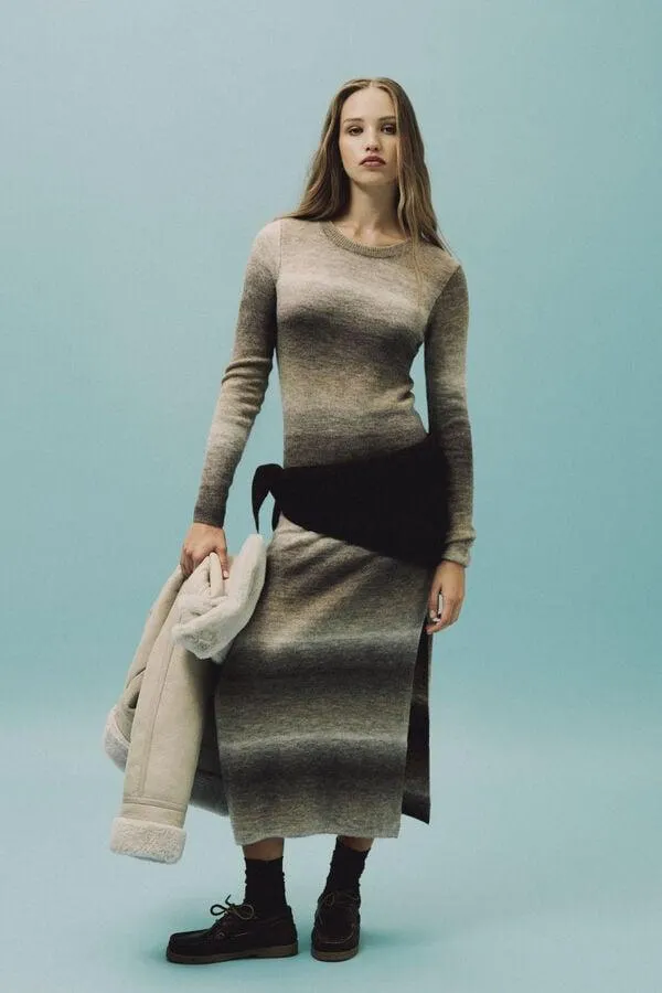 Vestido midi punto space dye