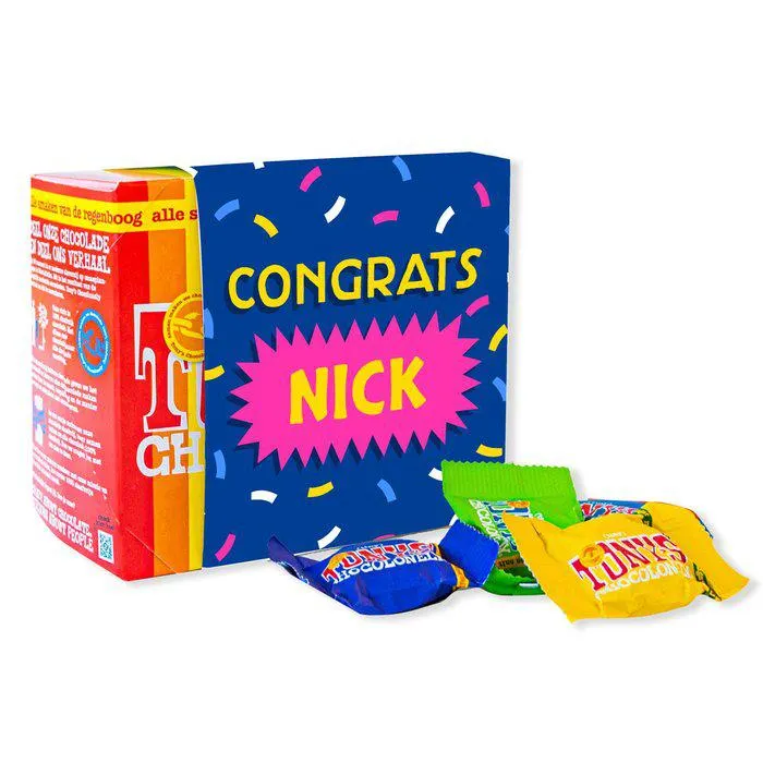 Tony's Chocolonely | Tiny Tony's | Congrats met eigen naam | 22 stuks