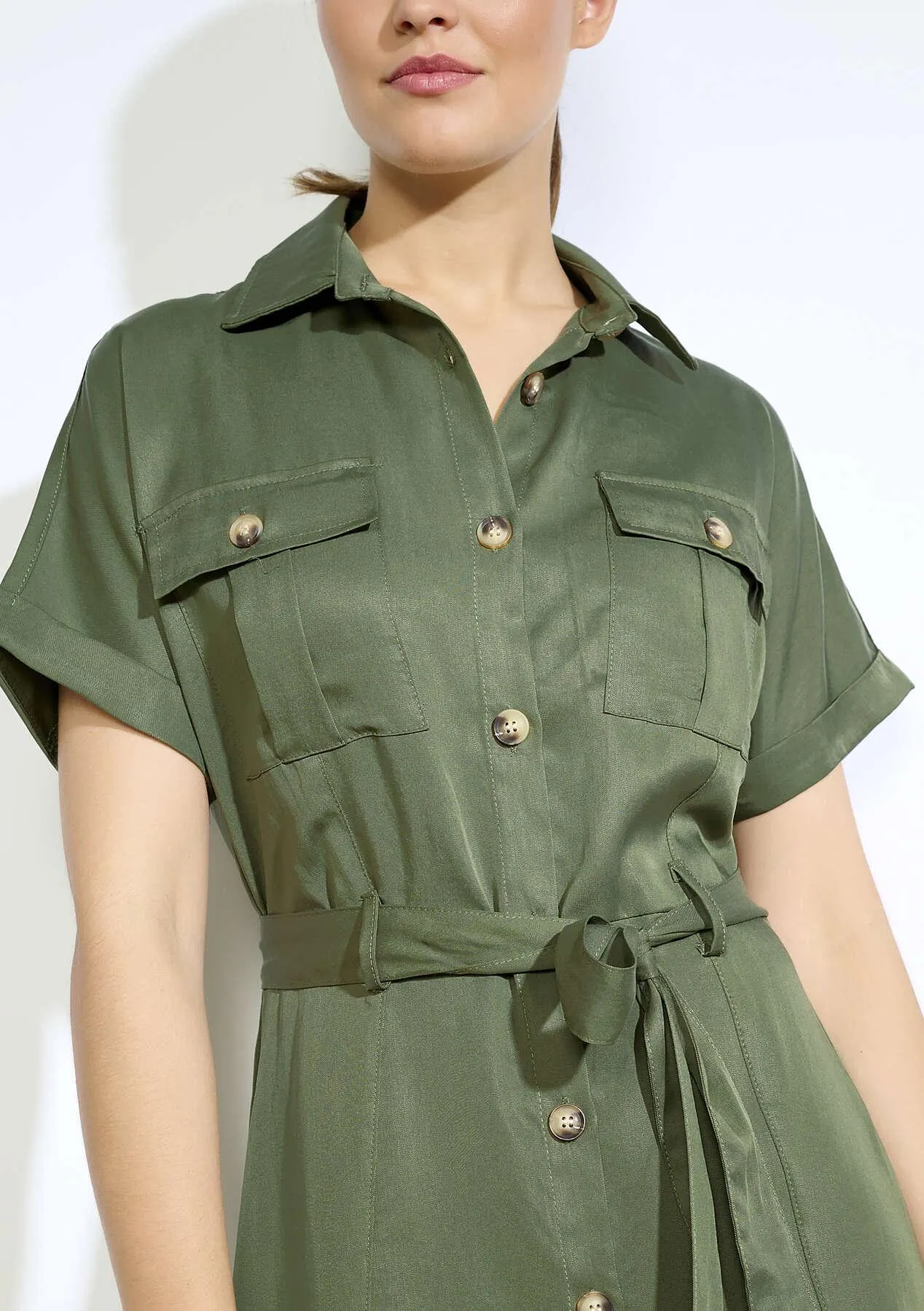 Belted shirt dress