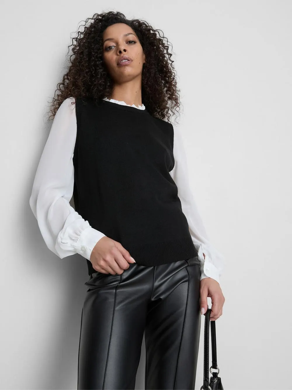 Pull 2-en-1 en mousseline à effet superposé