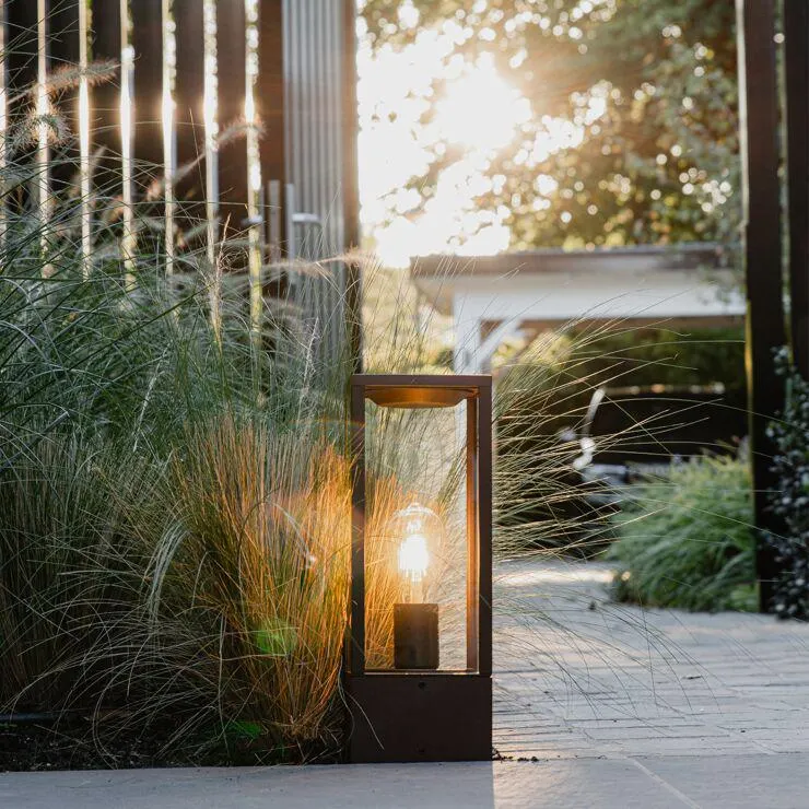 Industriële staande buitenlamp roestbruin 40 cm IP44 - Charlois