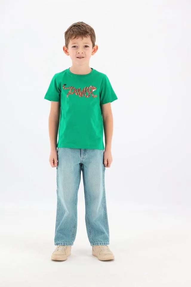 Groen T-shirt met tijger "Power"