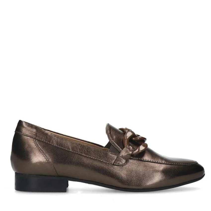Bronskleurige loafers met chain