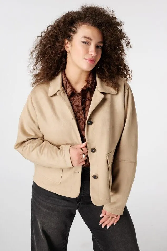 Suèdine jacket met knoopsluiting