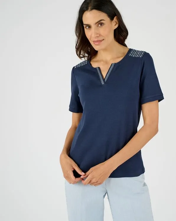 T-shirt met Tunesische kraag