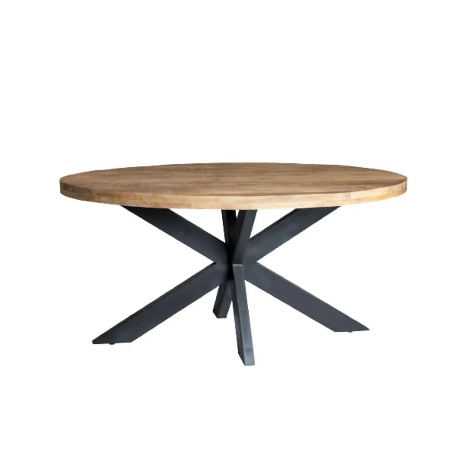 LivingFurn - Ovale Eetkamertafel Mangohout - Eettafel -160cm - Bruin