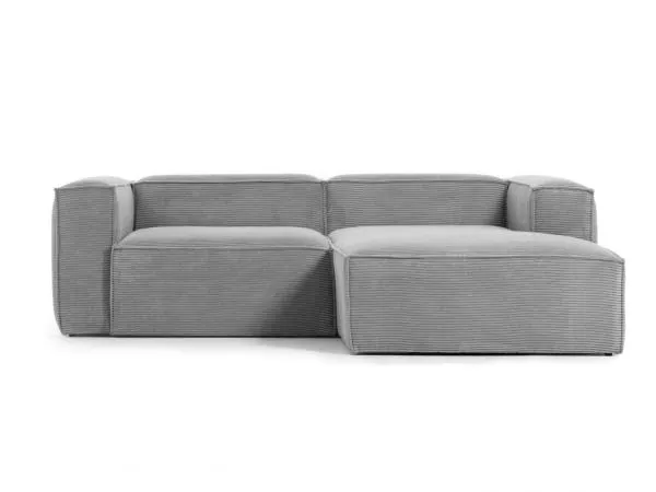 KAVE HOME 2-Zit met chaise longue rechts BLOK - Grijs corduroy