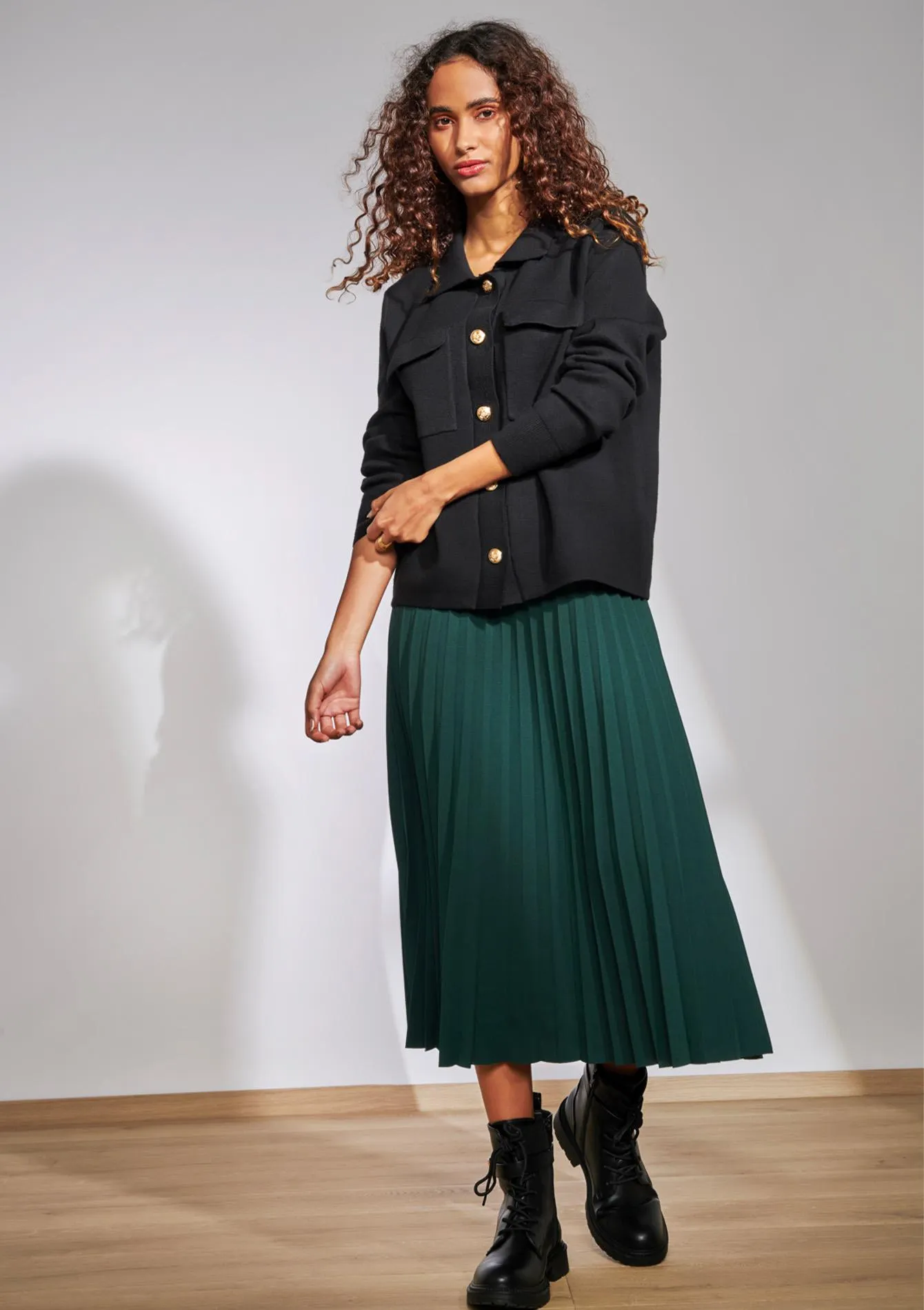 Pleated midi skirt