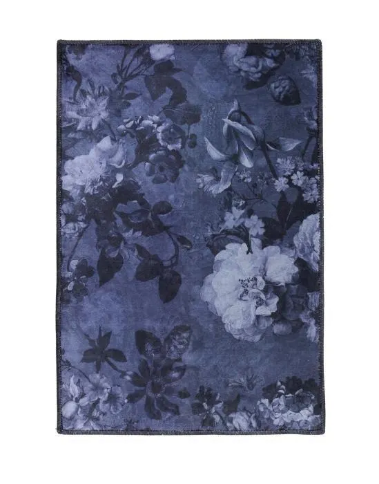 ESSENZA Flora Nightblue Vloerkleed klein 60 x 90 cm
