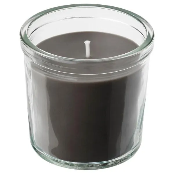 Scented candle in glass, Bonfire/grey,
