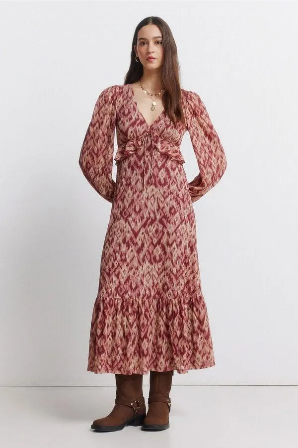 Vestido midi volante cintura