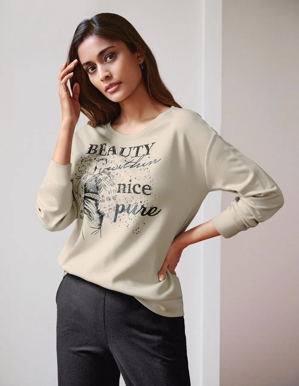 Oversized sweatshirt met modieuze print