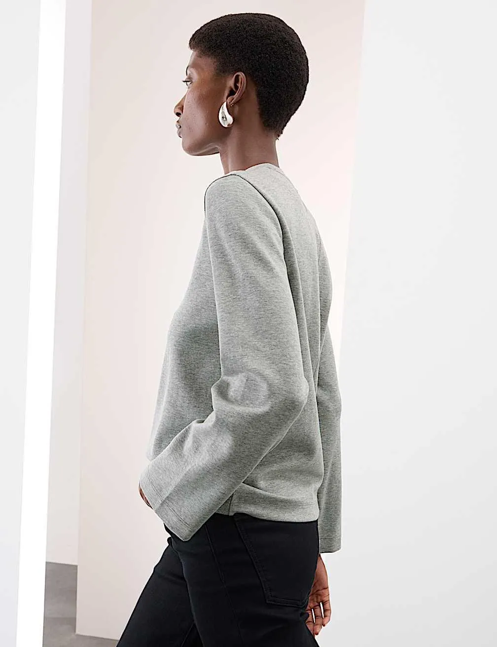 Cotton Rich Crew Neck Top