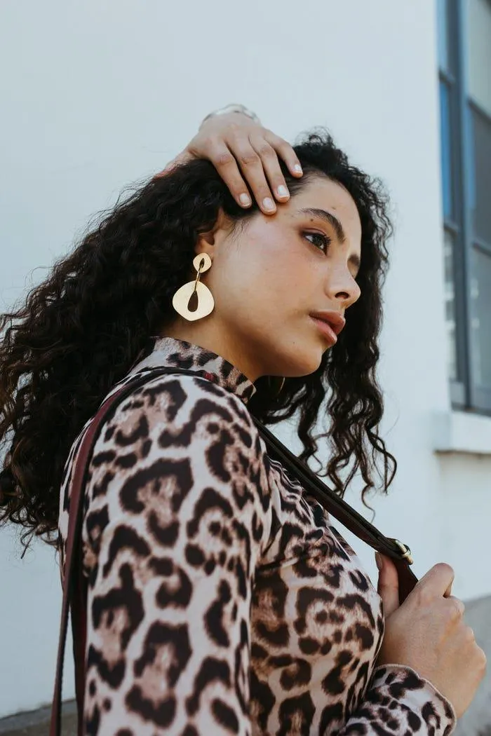 Oorbellen geborsteld geometrisch stainless steel