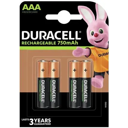 Duracell AAA 750 Mah 4 stuks Oplaadbare NiMH Batterij