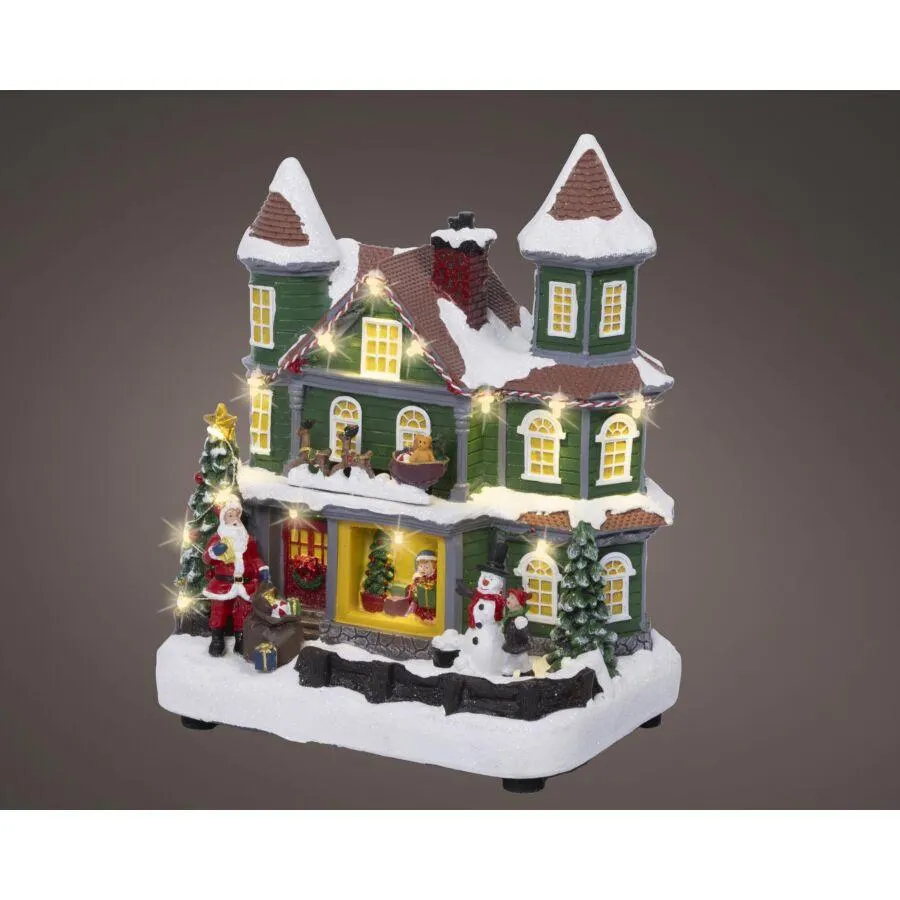 Verlicht kersthuisje polyresin ledgloed binnengebruik