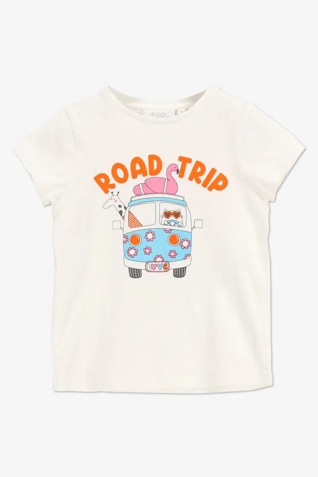 Wit T-shirt 'Road trip'