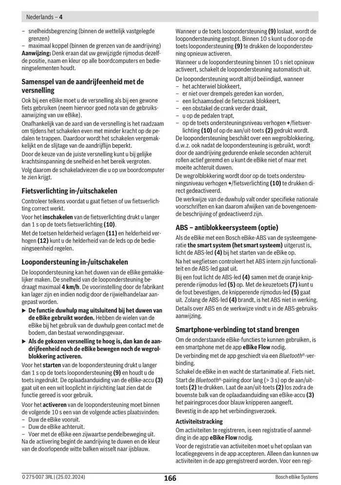 Electric Bike Manual van 12 februari tot 12 augustus 2025 - folder pagina 166