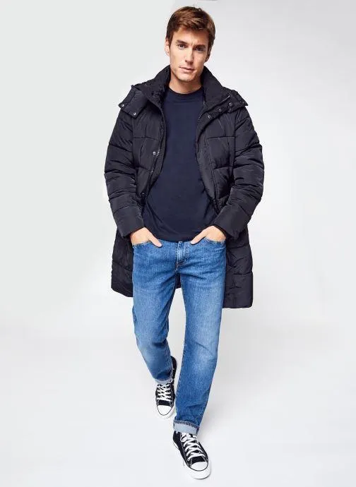 Ohlsen 0038 long puffer jacket with hood - Zwart