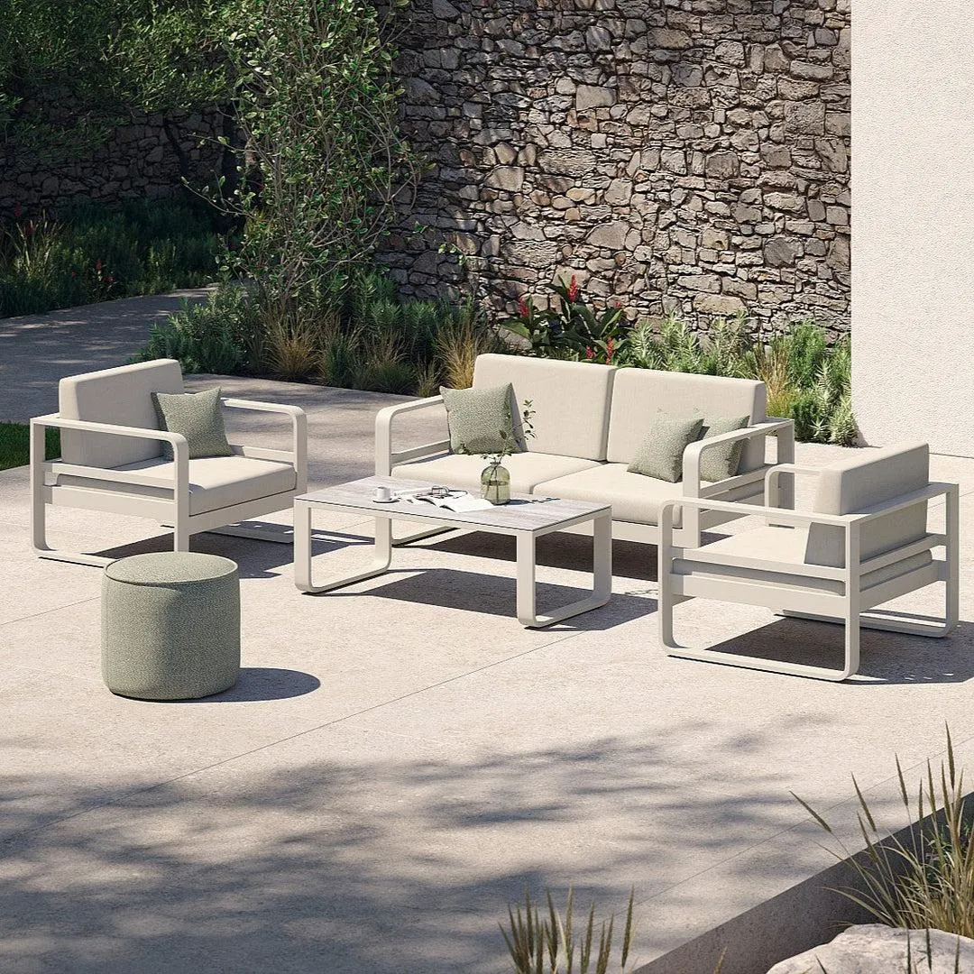Reno loungeset in beige aluminium en all-weather kussens