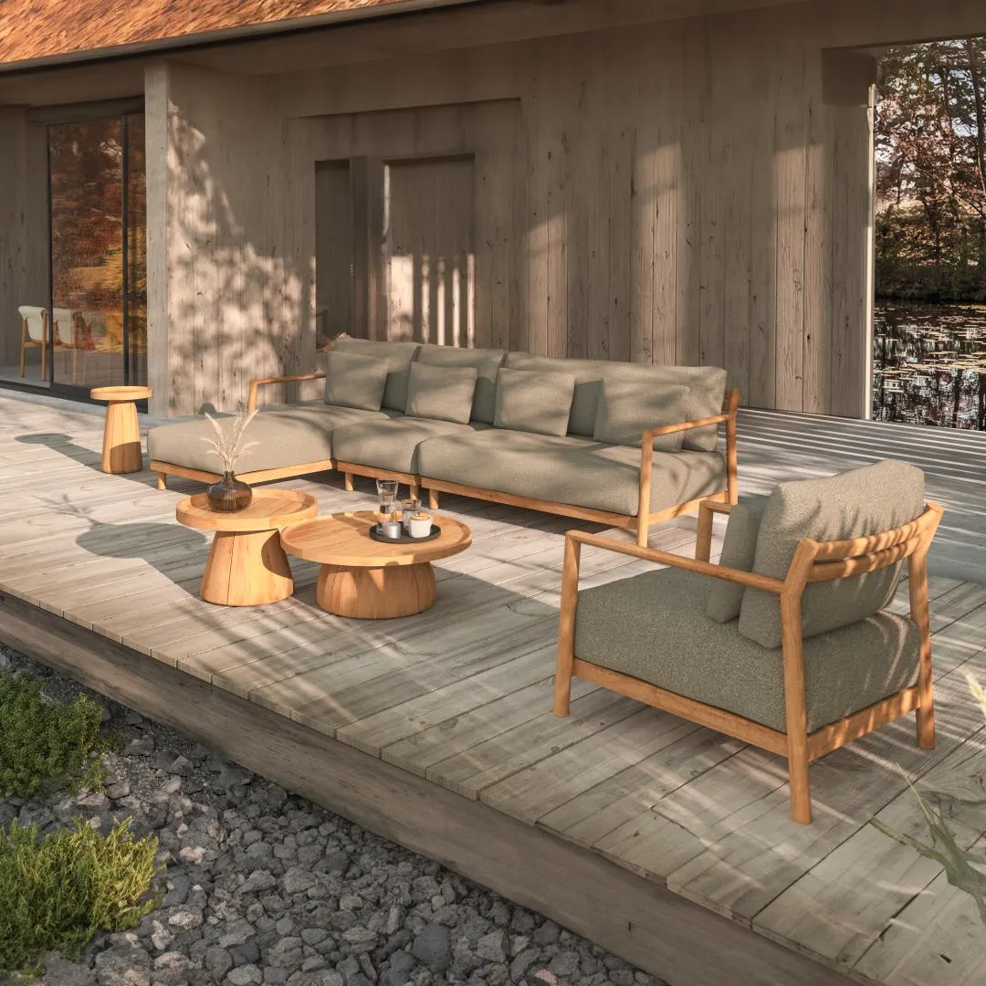 Marie lounge set in teak met all-weather kussens