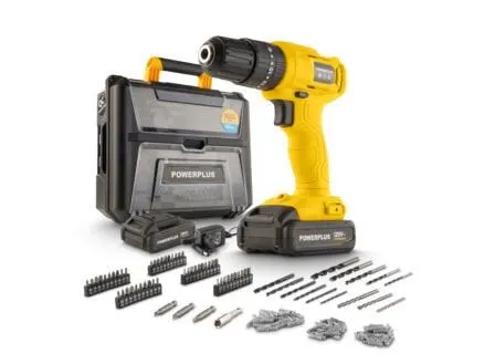 Powerplus POWXBOX004 accu schroef- en klopboormachine 20V Li-Ion met 2 accu’s + lader + 158 accessoires