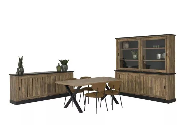 Eetkamer Etienne met 4 stoelen Jumper - tafel 220x95cm