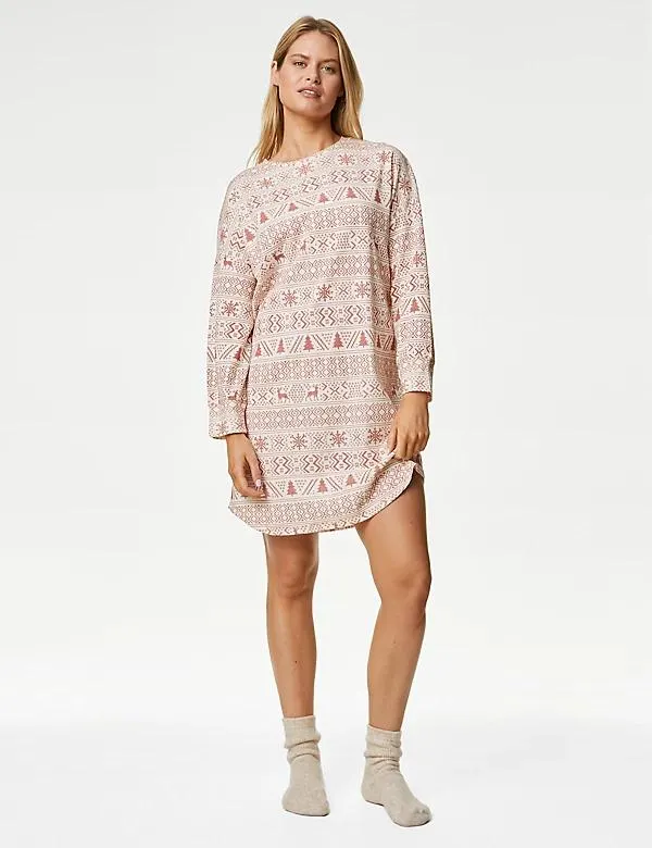Women's Fairisle Waffle Family Christmas Nightdress