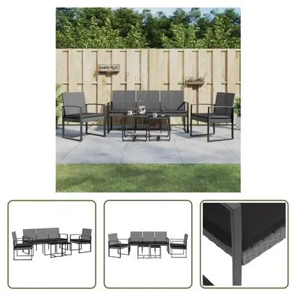 vidaXL Ensemble à manger de jardin coussins 5 pcs gris foncé rotin PP