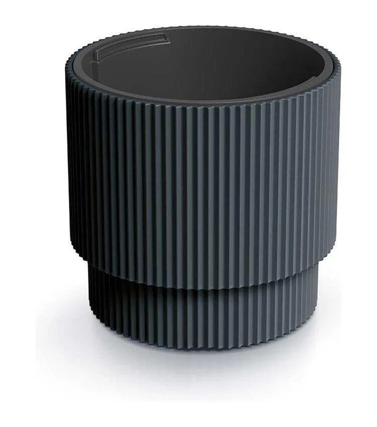 Bloempot Milly groeven kunststof D30 cm grijs