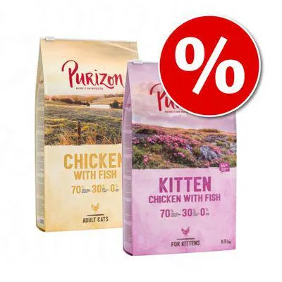 Pack transition : Croquettes Purizon sans céréales pour chaton et chat adulte