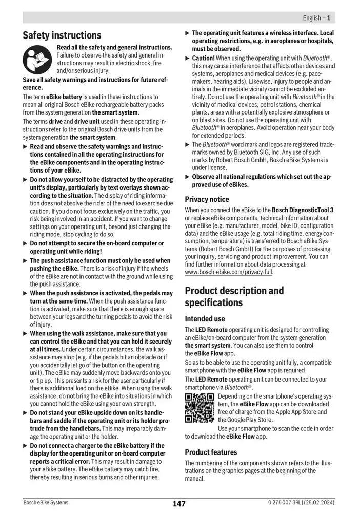 Electric Bike Manual van 12 februari tot 12 augustus 2025 - folder pagina 147