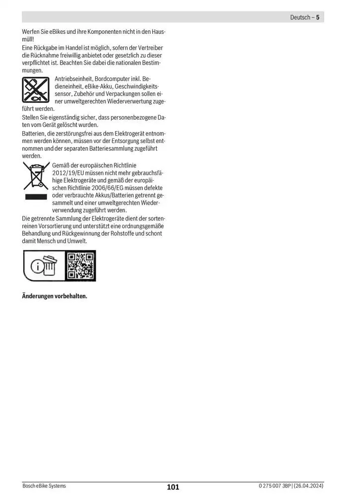 Electric Bike Manual van 12 februari tot 12 augustus 2025 - folder pagina 101