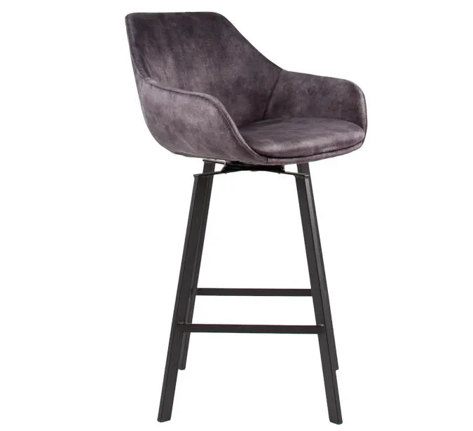 Draaibare barstoel met fluwelen zitkuip - antraciet