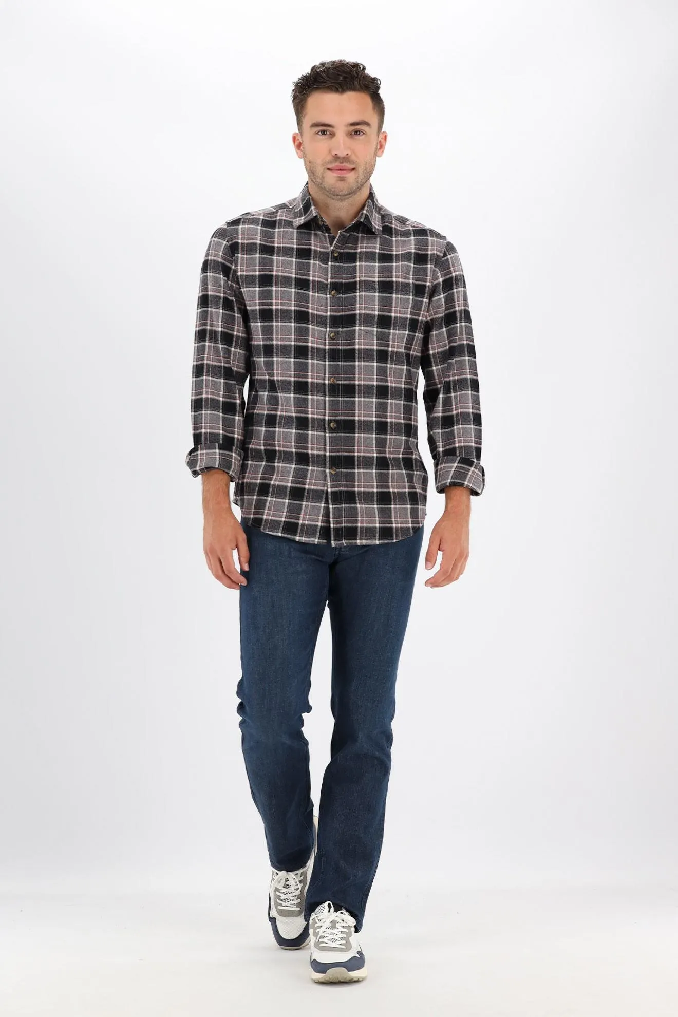 Grijs/rood geruit hemd